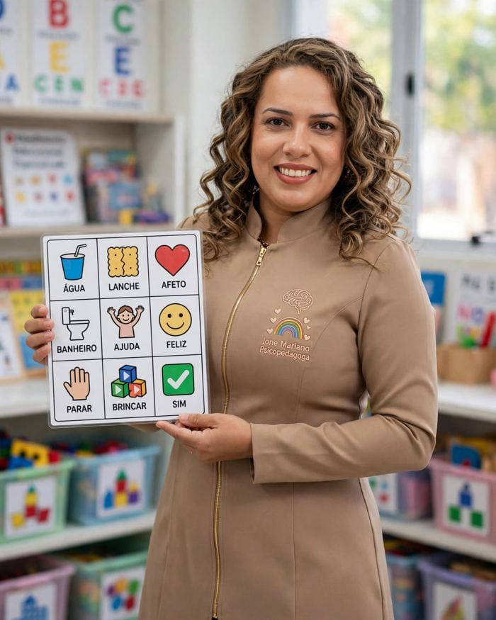 Ione com cartões de emoções
